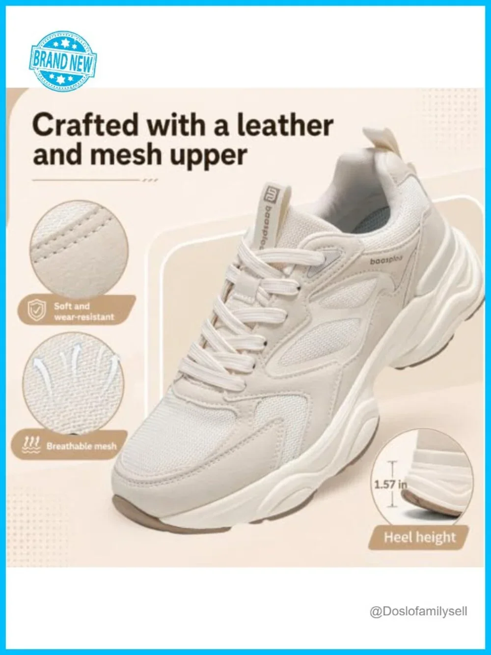 Chunky Platform Sneakers Leather Mesh Comfort Gym Walking Dad Shoes